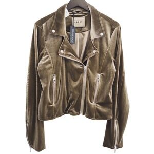 Blank NYC Motor Jacket‎ Women L Stardust Velvet Motorcycle Biker Glam Rock